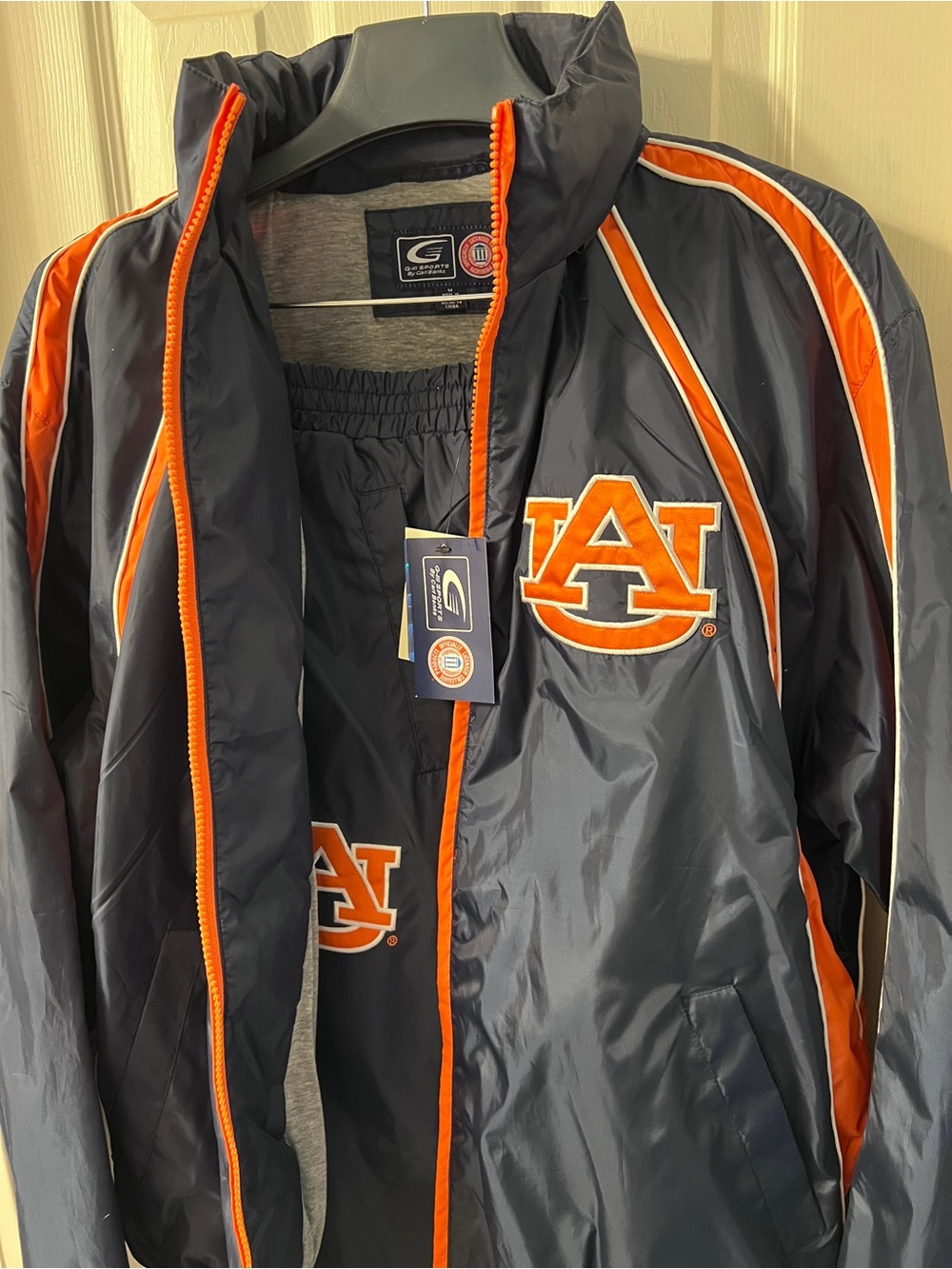 Auburn Tigers Collegiate Navy & Orange Windbreaker Jacket & Pants - M